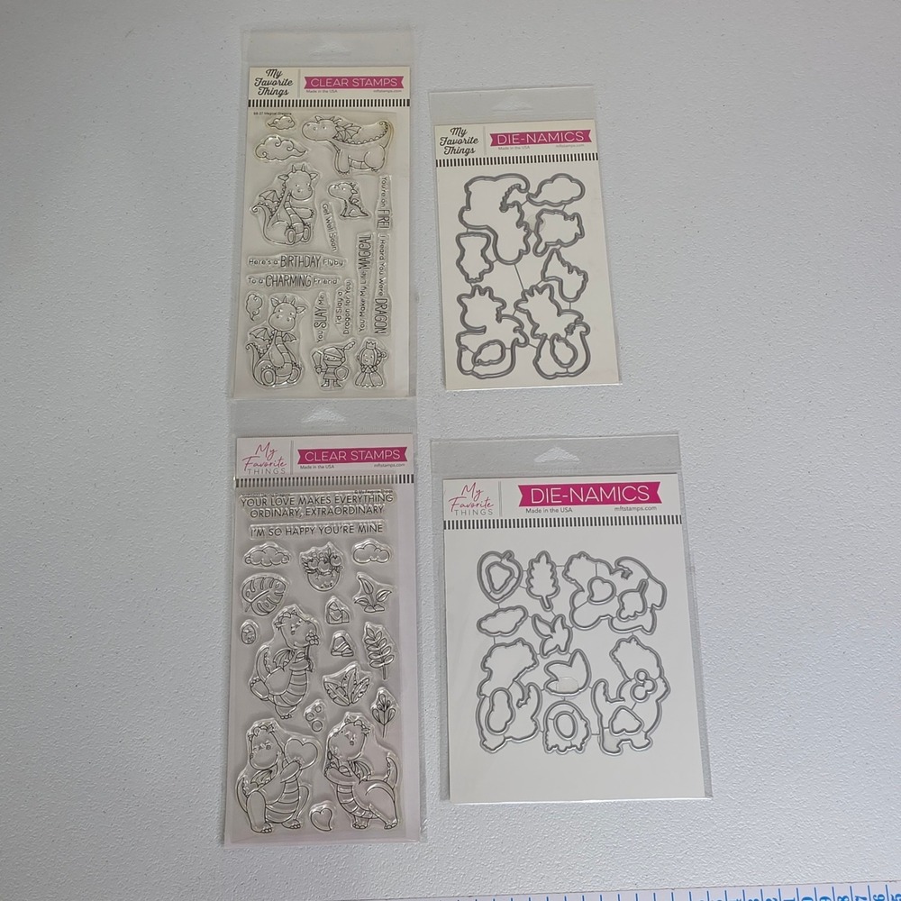 NWT My Favorite Things Stamp & Die Set Dragon Bundle Cards Scrapbooking